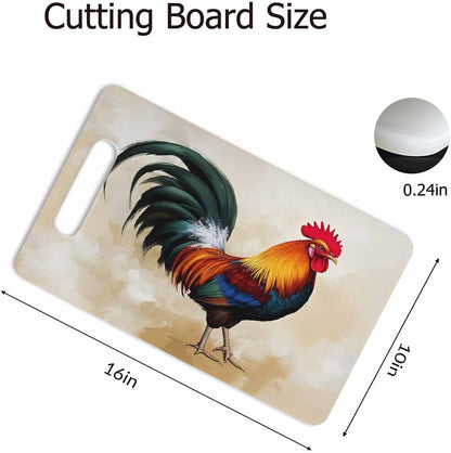 Coffee Set Cutting Board with Handles Coffee Maker Muffin Cup Flower Hot Drink Love Cutting Boards Plastic Safe Chopping Board for Kitchen 16" x 10" x 0.24"