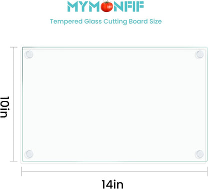 Mymonfif Tempered Glass Cutting Board for Kitchen, Clear Glass Board for Countertop, Heat Resistant, with Non-Slip Feet, 12x16" & 12x8" 2 Pcs Clear