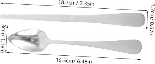 IMIKEYA Stainless Steel Grapefruit Spoons and Knife Set with Serrated Edges Ergonomic Handle for Easy Cutting of Kiwi and Desserts Kitchen Utensil Set