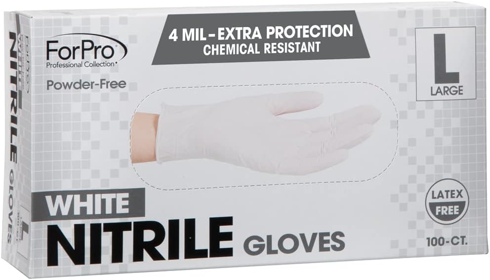 ForPro Disposable Nitrile Gloves, Chemical Resistant, Powder-Free, Latex-Free, Non-Sterile, Food Safe, 4 Mil