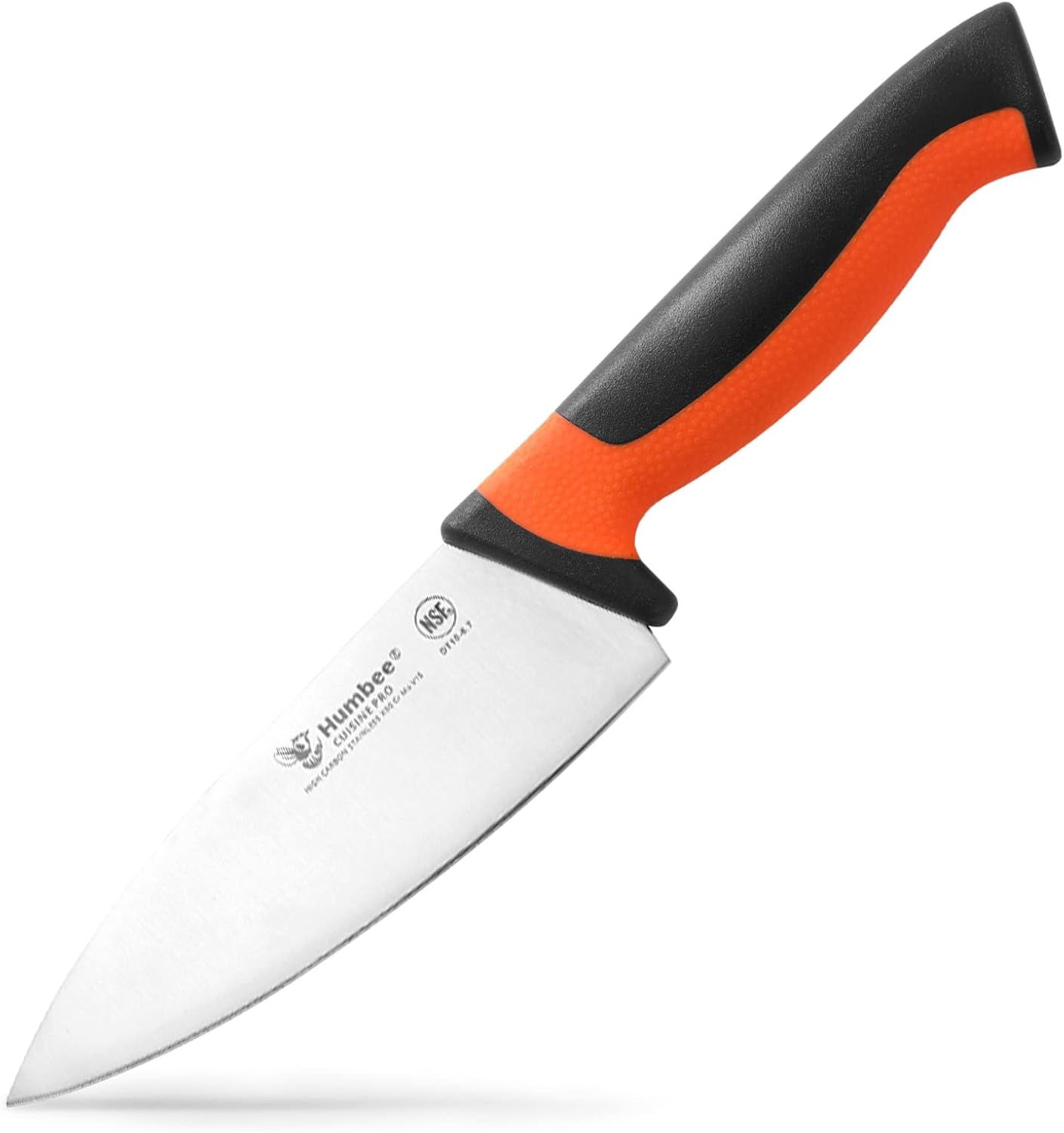 7.5-Inch Nakiri Knife, High Carbon Stainless Steel Hollow Grind Blade, Razor Sharp Edge, Ergonomic Non-Slip Handle, Cleaver Style, DT-50 Series, Orange