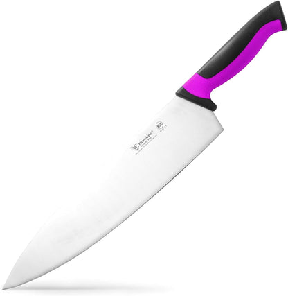 7.5-Inch Nakiri Knife, High Carbon Stainless Steel Hollow Grind Blade, Razor Sharp Edge, Ergonomic Non-Slip Handle, Cleaver Style, DT-50 Series, Orange
