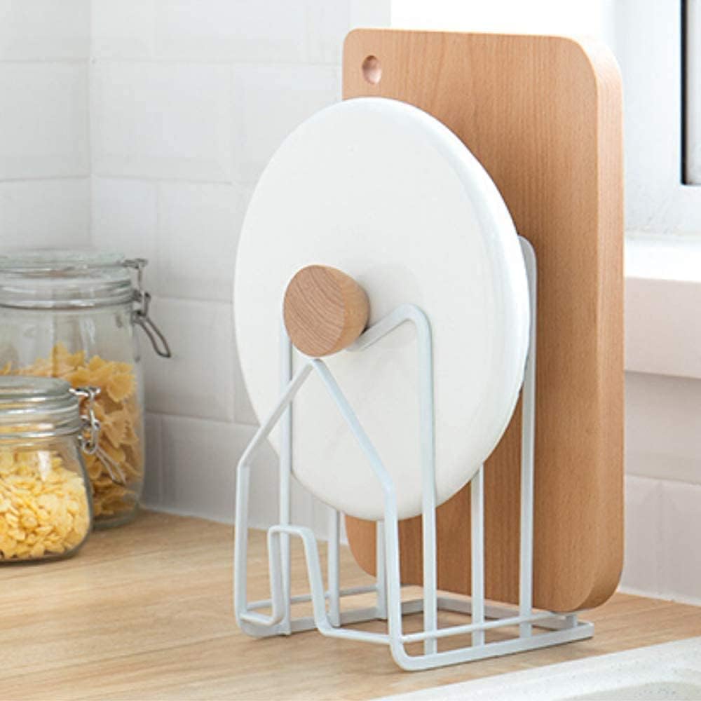 SUNFICON Cutting Board Rack Chopping Board Organizer Stand Holder Kitchen Countertop Pots Pan Lids Rack Organizer Flat Steel 4.92 x 5.7 x 8.47 in. Black