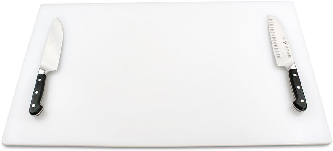 Big 30 x 18 Plastic Cutting Board - 3/4 Inch Thick for Meat, Game and Fish - Commercial Grade HDPP Poly with NSF Stamp, Weighs 13 Pounds, White