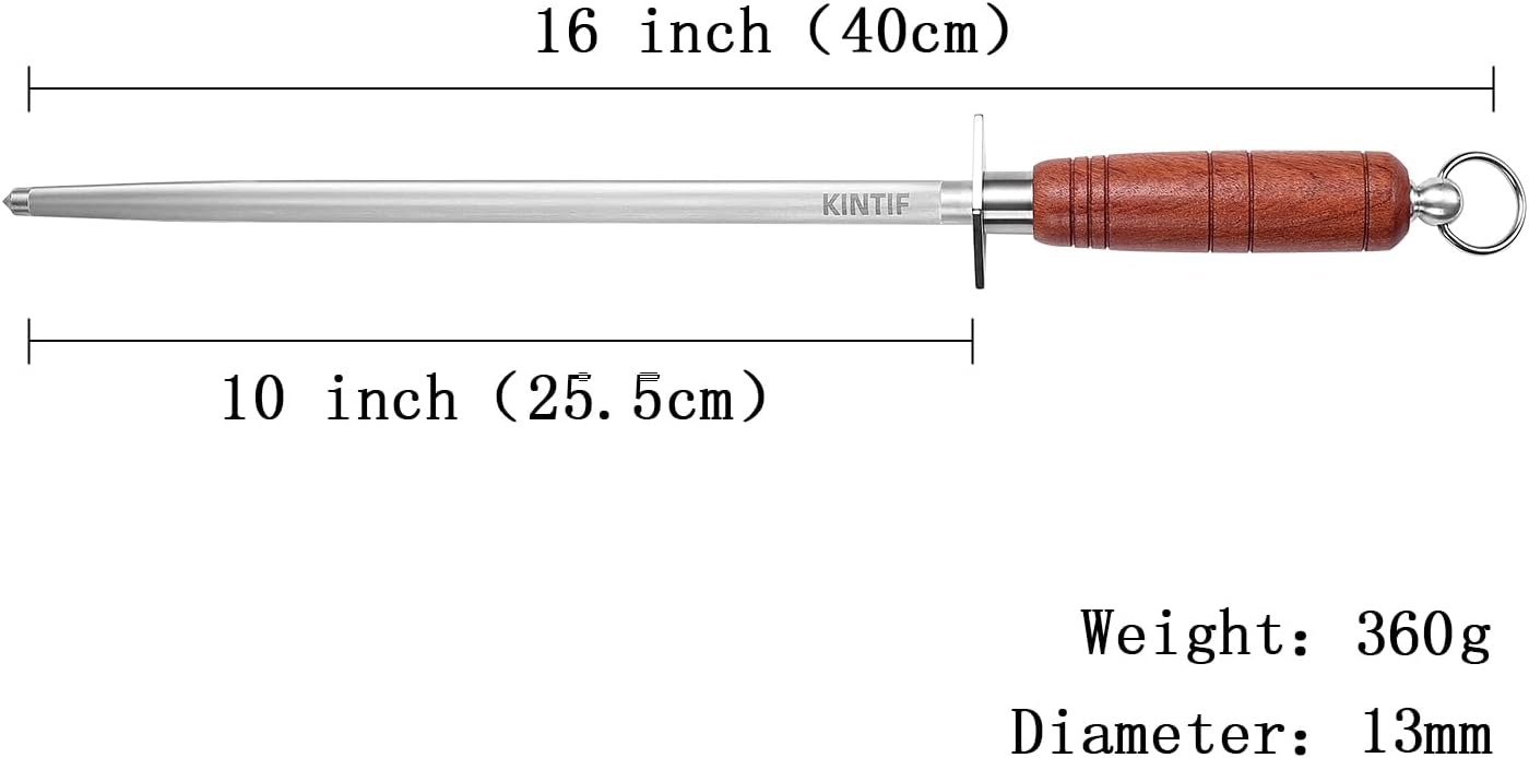 Sharpening Steel with Larger Diameter Professional Honing Rod Knife Sharpener, High Carbon Steel Knife Sharpener Rod, Magnetized Steel, Ideal for All Chef Knives