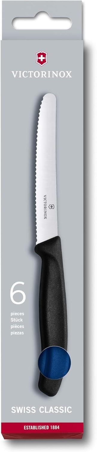 Victorinox Swiss Classic Tomato and Table Set, 6 Pieces Paring Knife, Set of 6, Blue (6.7832.6)