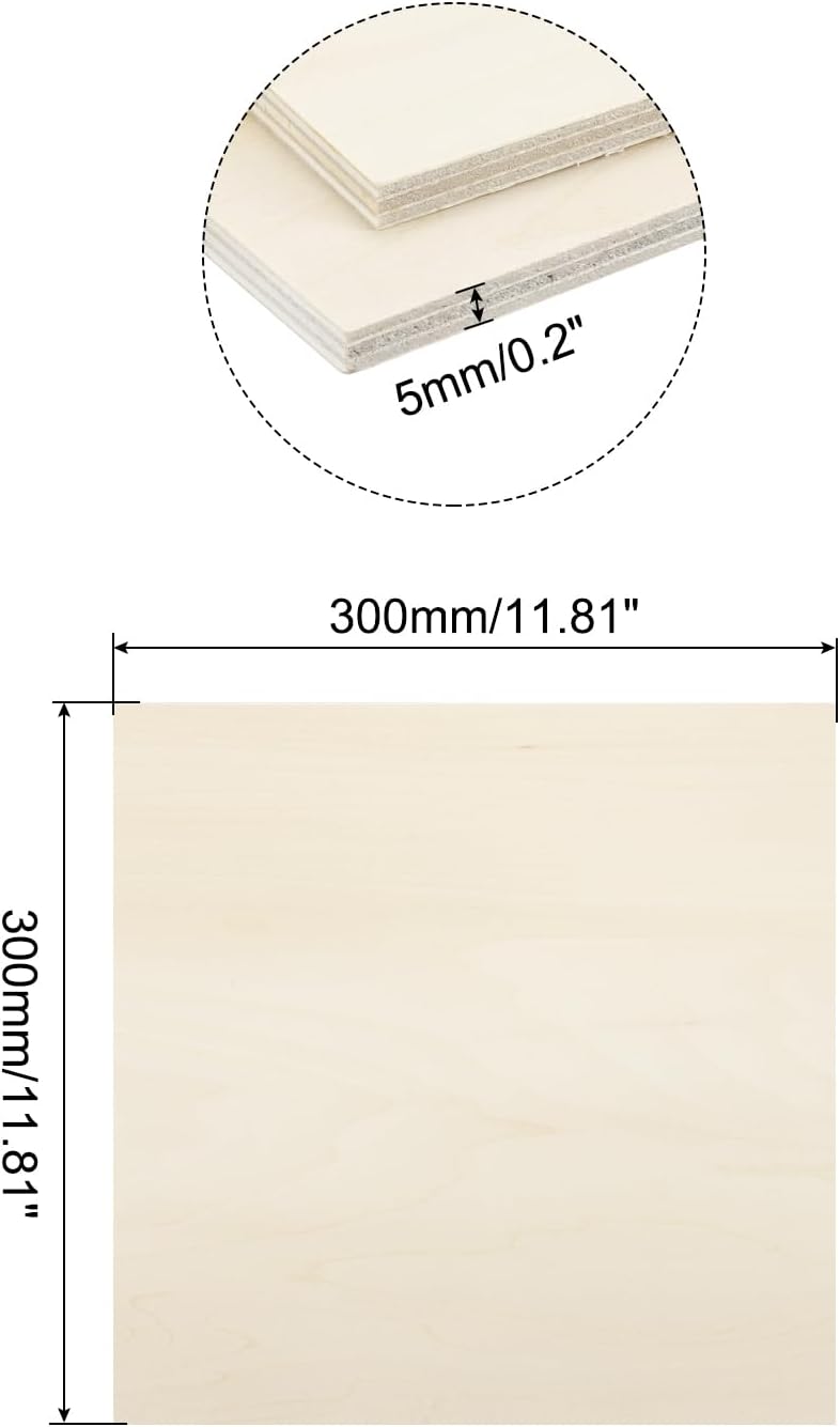 MECCANIXITY 3pcs Basswood Sheets 12 x 8 x 3/8 Inch Unfinished Wood Boards Plywood for DIY Crafts Laser Cutting with Smooth Surfaces