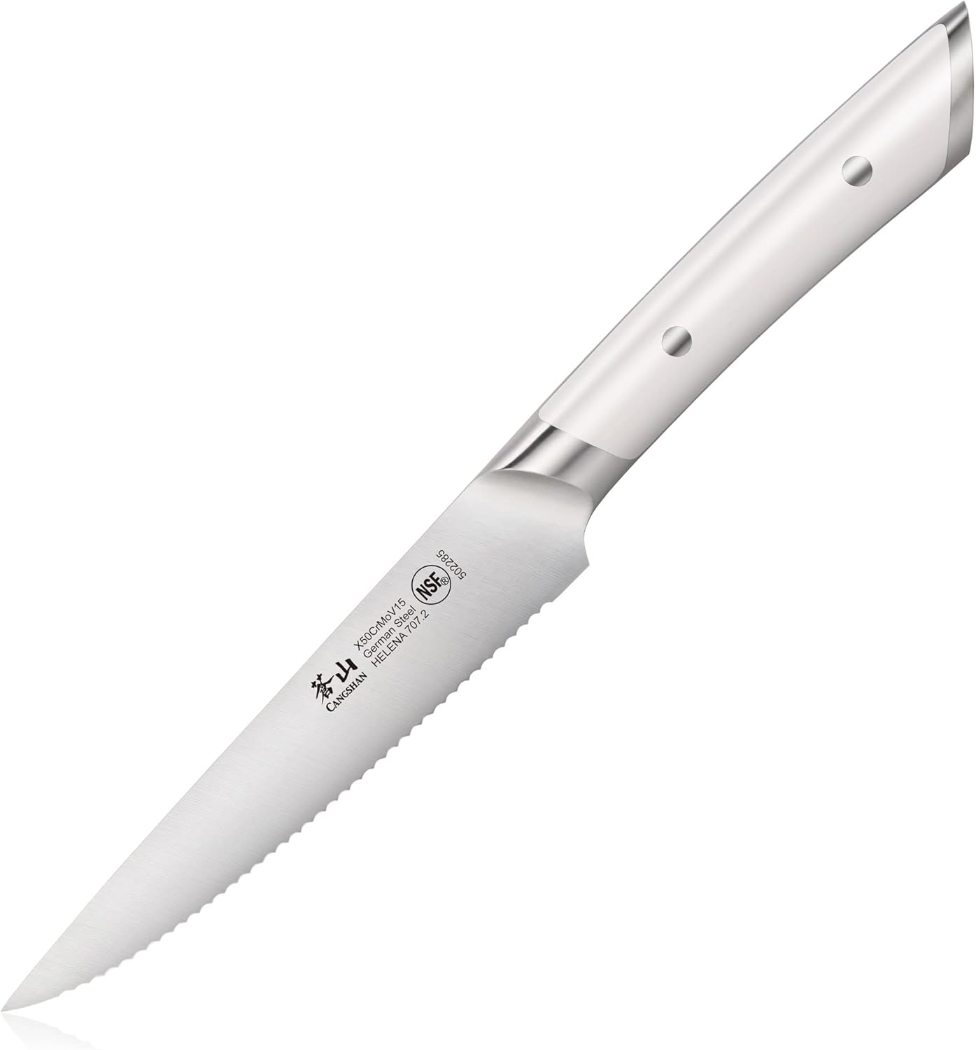 Cangshan HELENA Series German Steel Forged 5" Serrated Utility Knife (Black)