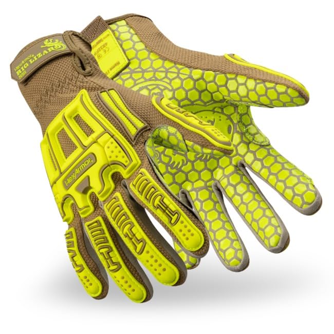HexArmor Cut-Resistant Impact Protection PU Palm Work Gloves | Rig Lizard® Series 2095 | Large