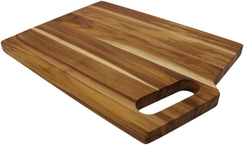 EcoDecors 18"x14" Extra Large Teak Cutting Board, Edge Grain Wood with Juice Groove & Handle, FSC Certified for Kitchen, Carving & Butcher Block Prep