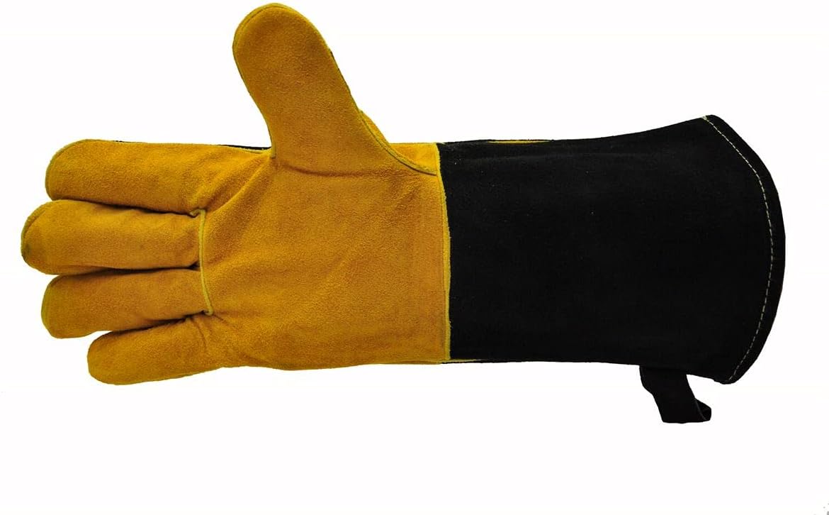 G & F Products Premium Leather Heat-Resistant Gloves – BBQ, Fireplace – Puncture, Cut, and Fire Protection with Cotton Lining and Kevlar Stitch – Durable Suede and Cowhide Leather