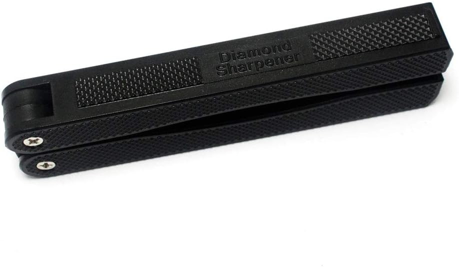 400/600 Grit Pocket Knife Sharpener Folding Diamond Knife Sharpener Double-Sided Sharpening Stone for Outdoor Camping Garden Kitchen (Black) (Foldable)