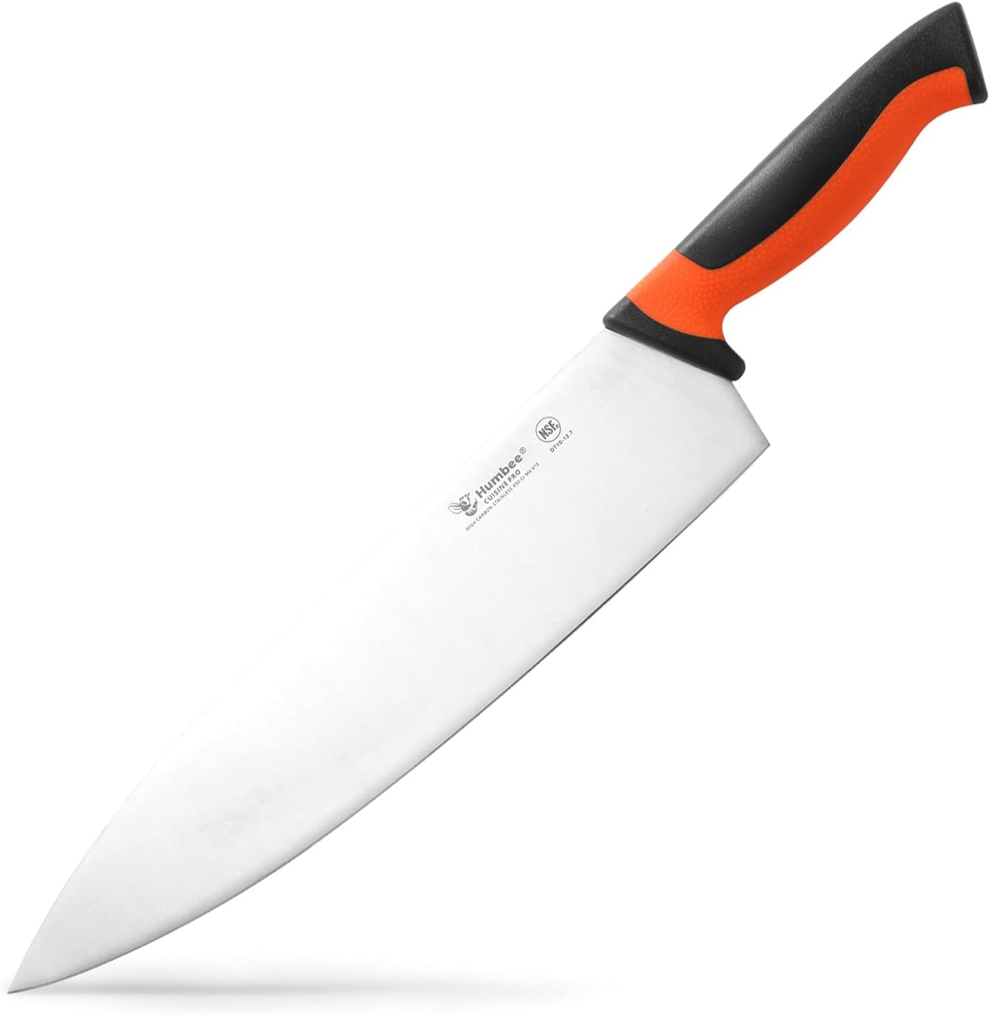 7.5-Inch Nakiri Knife, High Carbon Stainless Steel Hollow Grind Blade, Razor Sharp Edge, Ergonomic Non-Slip Handle, Cleaver Style, DT-50 Series, Orange