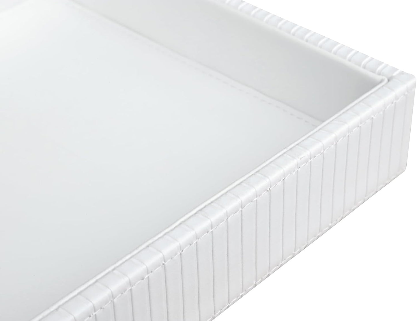 HofferRuffer Faux Leather Vanity Tray, Elegant Desktop Storage Organizer, Decorative Catchall for Perfume, Bathroom Valet, Nightstand or Dresser, 10.2 x 8.4 x 1.8 inches (Grey Stripe)