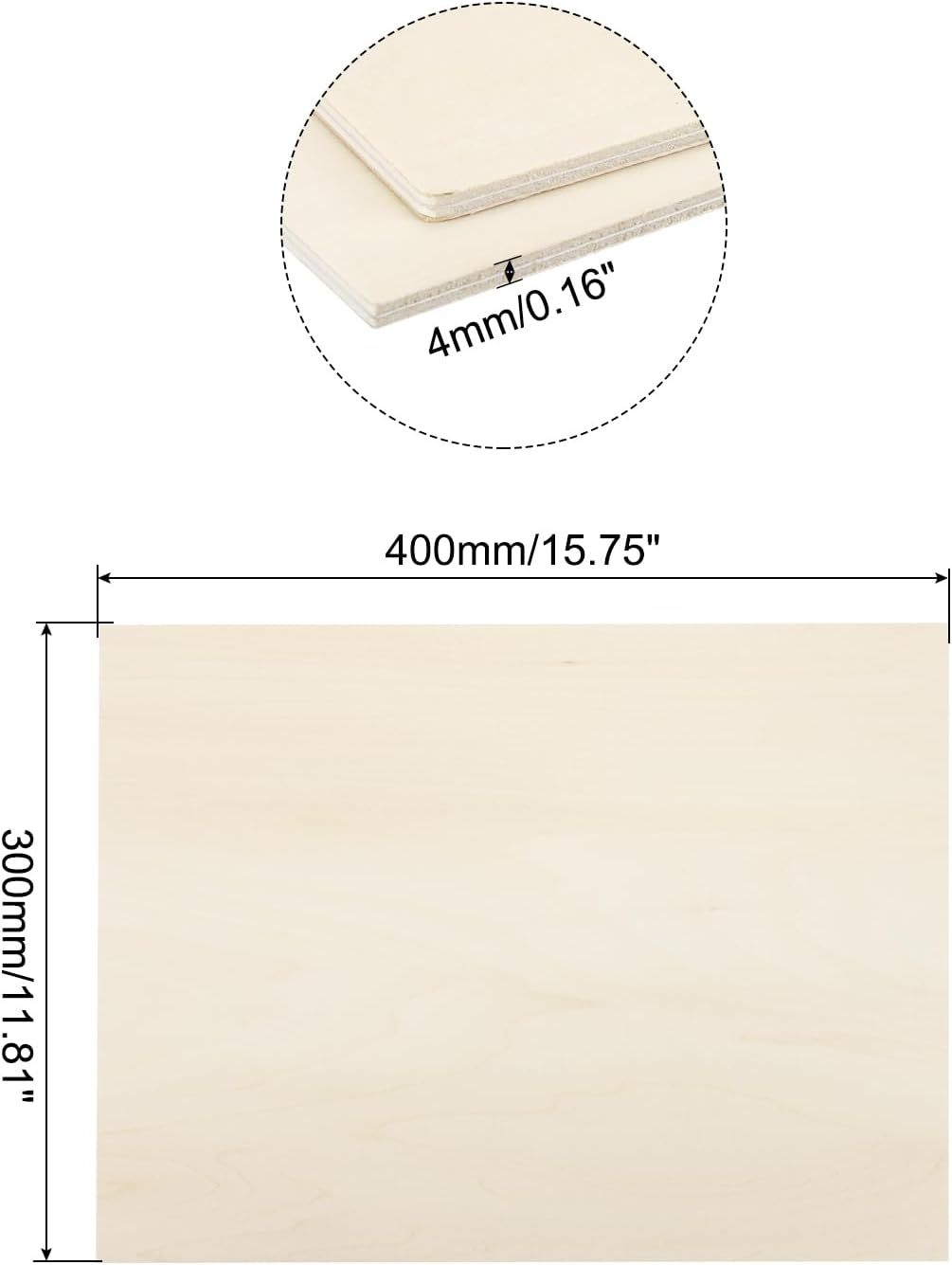 MECCANIXITY 3pcs Basswood Sheets 12 x 8 x 3/8 Inch Unfinished Wood Boards Plywood for DIY Crafts Laser Cutting with Smooth Surfaces