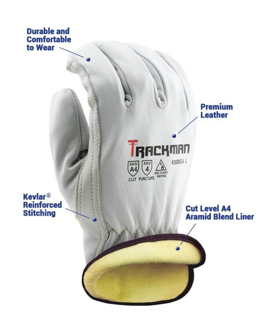 Stauffer Trackman Premium Goatskin Leather, Kevlar Lined, Cut Resistant Work Gloves - (Medium)