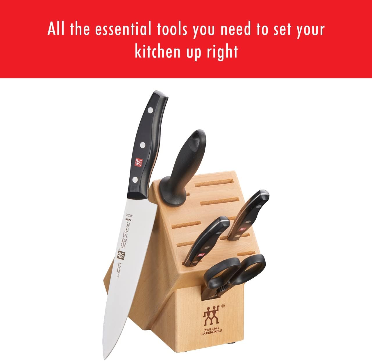 ZWILLING Twin Signature 11-Piece German Knife Set with Block, Razor-Sharp, Made in Company-Owned German Factory with Special Formula Steel perfected for almost 300 Years, Dishwasher Safe