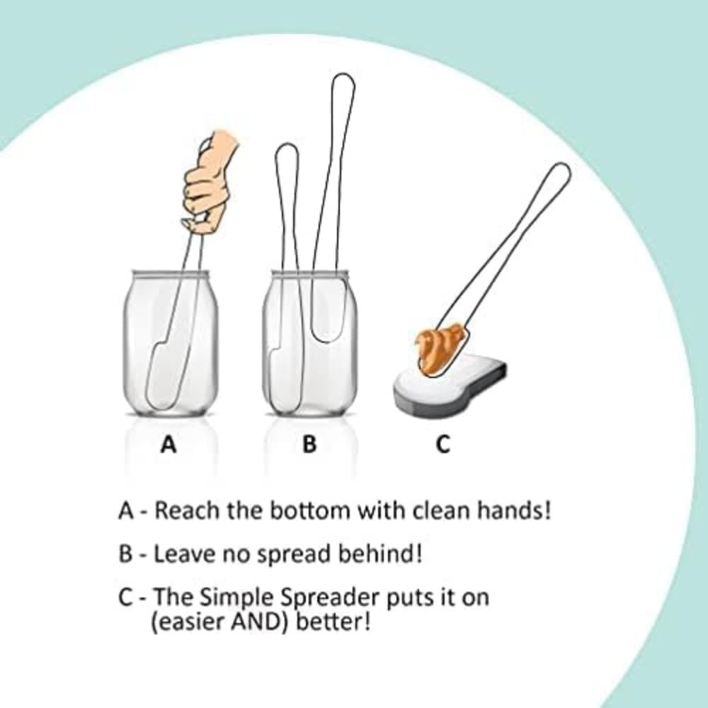 Simple preading Stainless Steel Spatula Spreader Knife, Peanut Butter and Jelly, Chocolate or Strawberry Jam Stirrer & Jar Scraper 11.5" Multifunction Stir & Scrape BIG Jars - Spread with Clean Hands