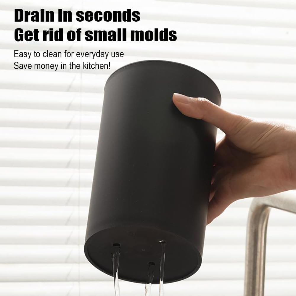 Knife Block Without Knives, Universal Round Knife Block Only, Knife Holder for Easy Cleaning, Space Saver Knife Storage Holder with Scissors Slot - Black