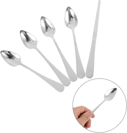 IMIKEYA Stainless Steel Grapefruit Spoons and Knife Set with Serrated Edges Ergonomic Handle for Easy Cutting of Kiwi and Desserts Kitchen Utensil Set
