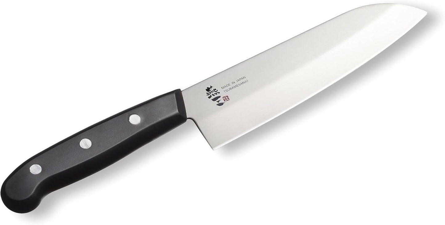 Japanese Chef Knife, 7 inch Gyuto by Enzo, Hand Forged, Tsubame Sanjyo Stainless Steel, Light Weight, Wear/Corrosion Resistance, 11.8 inch Total Length