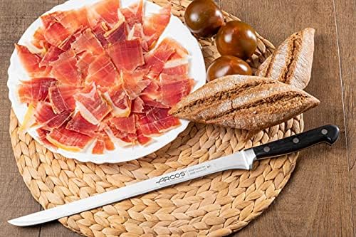 Arcos Carving Knife 12 Inch Stainless Steel. Ham Slicer Knife to Cut Ham and Meat. Ergonomic Polyoxymethylene Black Handle and 300mm Blade. Ópera Series
