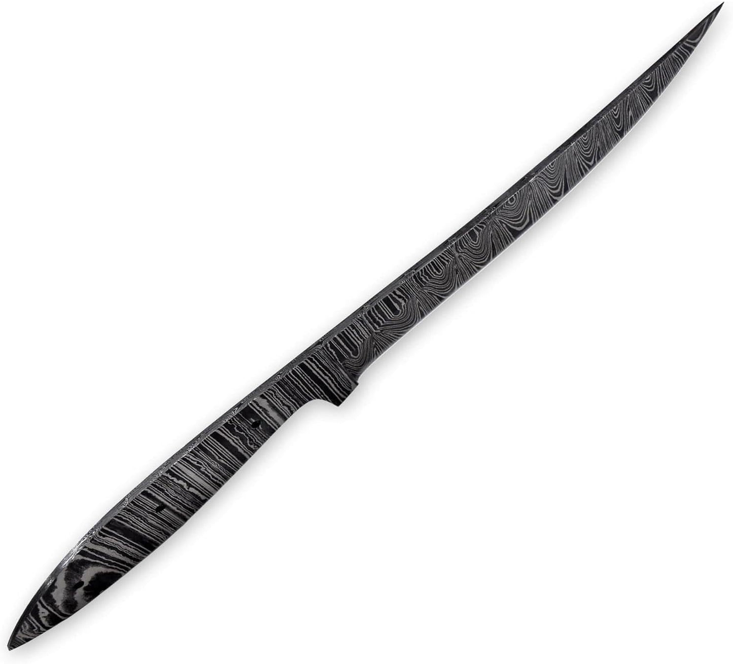 Custom Hand Forged Damascus Steel Blank Blade Fillet Knife Fisherman's Filet Fishing Knife Blade Damascus Blade Billet Handmade Knife Making Supply (FB-07)