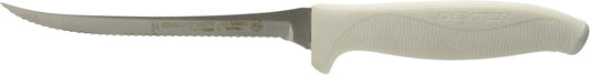Dexter-Russell 24303 SofGrip 5½" Utility Knife| Narrow Scalloped High-Carbon DEXSTEEL Blade, Non-Slip Soft Rubber Grip Handle, Stain-Free Professional Kitchen Knife, NSF Certified, White