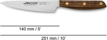 Arcos Deba Knife 7 Inch Stainless Steel. Japanese Kitchen Knife for Fish, Meat and Vegetables. Ovengkol Wood Handle 100% natural FSC and 170mm Blade. Series Nordika. Color Brown.