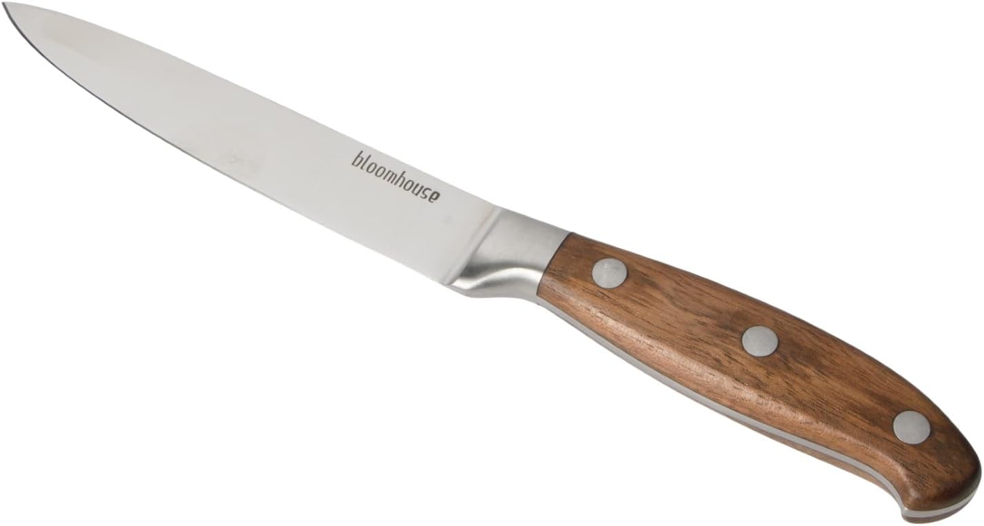 Bloomhouse - Two Time Oprah's Favorite Things Winner - 5" Utility Boning Kitchen Knife German Stainless Steel Blade w/Forged Italian Olive Wood Handle Full Tang for Meat Poultry & Precision Cutting