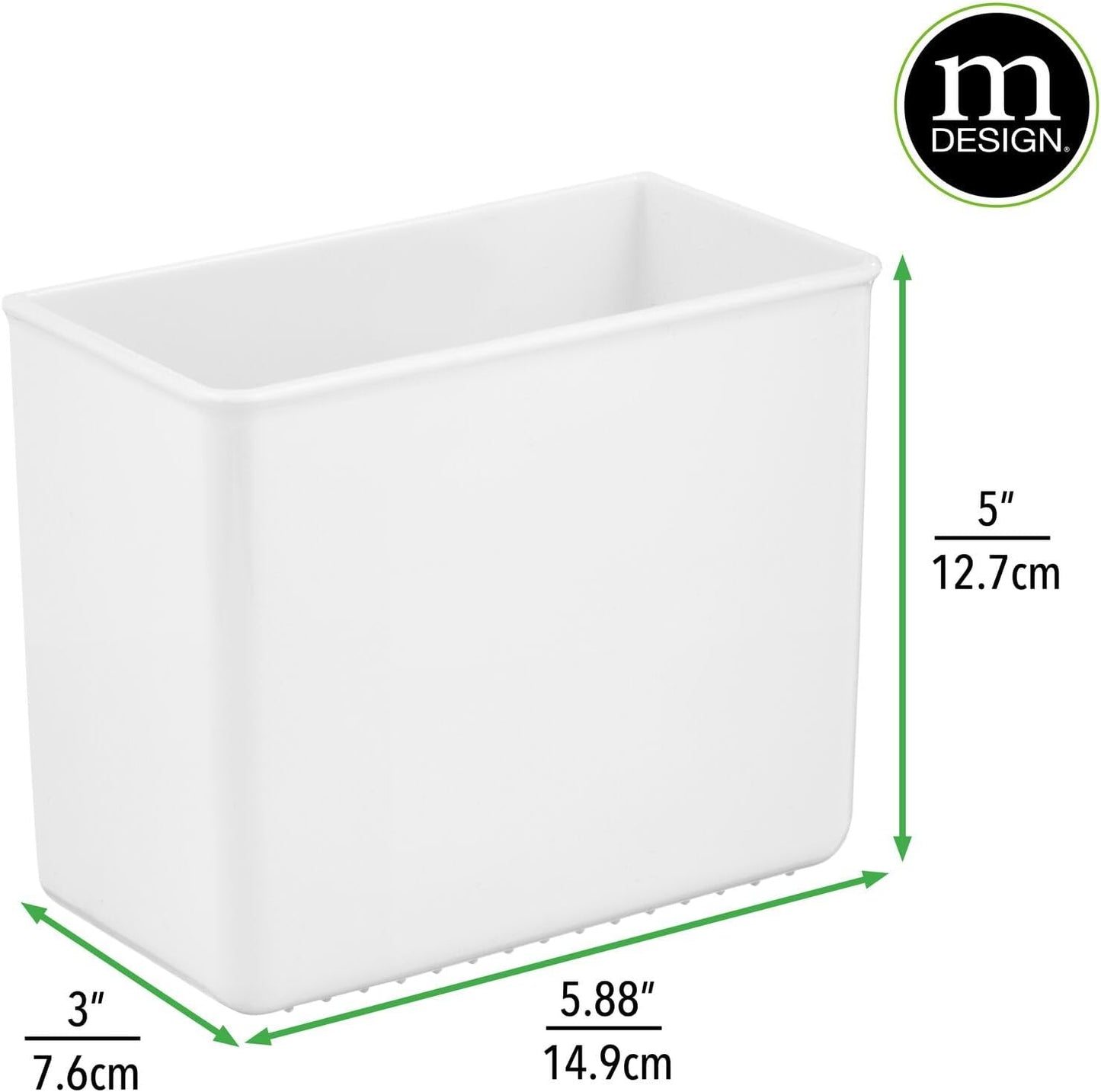 mDesign Plastic Adhesive Mount Storage Organizer Container for Kitchen or Pantry Wall Organization - Space Saving Holder for Sandwich Bags, Foil - 6" Wide - Poppon Collection - 2 Pack - White