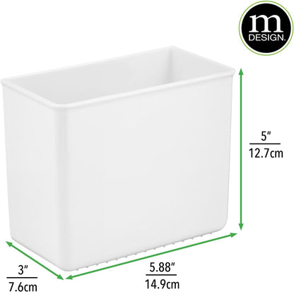 mDesign Plastic Adhesive Mount Storage Organizer Container for Kitchen or Pantry Wall Organization - Space Saving Holder for Sandwich Bags, Foil - 6" Wide - Poppon Collection - 2 Pack - White