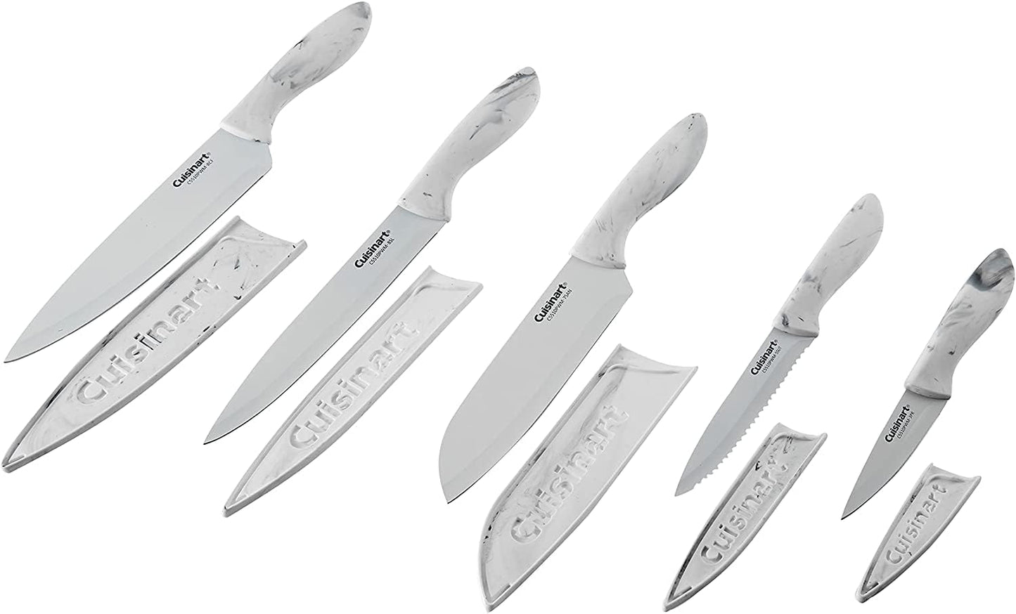 Cuisinart C55-10PCERM Ceramic Coated Knife Set with Blade Guard Sheaths (10- Piece Set) in Dark Pastels
