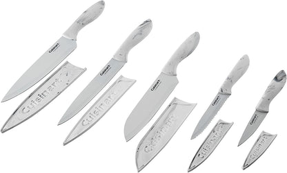 Cuisinart C55-10PCERM Ceramic Coated Knife Set with Blade Guard Sheaths (10- Piece Set) in Dark Pastels