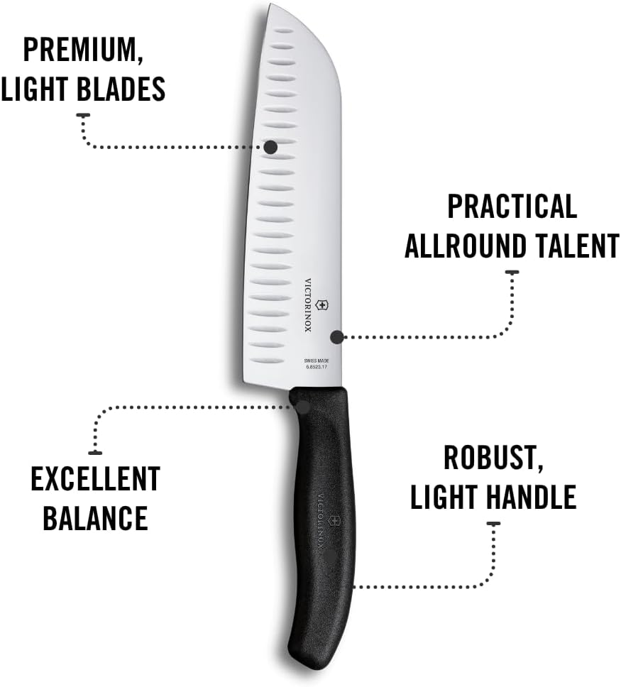 Victorinox Swiss Classic 2-Piece Kitchen Starter Set, 7" Santoku Knife and 3.25" Serrated Paring Knife, Black