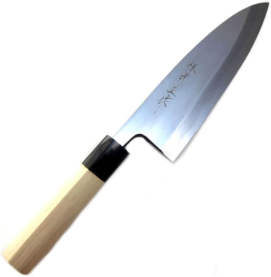 Houcho.com Sakai Ajimasa, Genuine Sakai-Manufactured, 7.6" (195mm) Kasumi White Steel Deba Knife