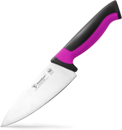 7.5-Inch Nakiri Knife, High Carbon Stainless Steel Hollow Grind Blade, Razor Sharp Edge, Ergonomic Non-Slip Handle, Cleaver Style, DT-50 Series, Orange