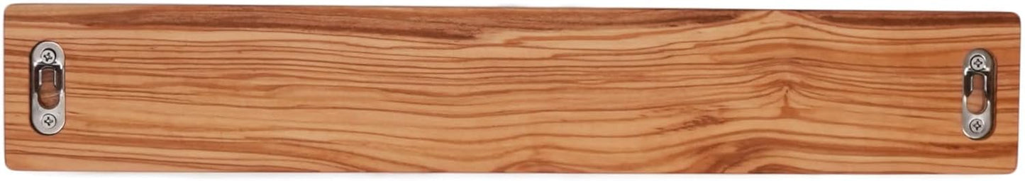 Wooden Knife Magnetic Strip (15,7 x 2.5 in) Mount with Screws, Olive Wood Magnetic Knife Holder for Wall, Space-Saving Knife Rack, Magnetic Knife Holder for Heavy Knifes