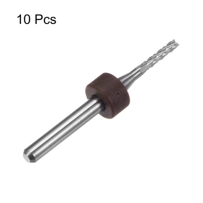 HARFINGTON 10pcs End Mill Bits 0.8mm Solid Carbide CNC Router Bits Engraving Cutter Tools for PCB Circuit Board Milling Machine Wood Carving, 1/8" Straight Shank