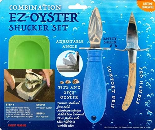 J&J Products The EZ - Oyster Variable Angle Opener Shucking Tool made from Recycled Ocean Bound Plastic (1, Blue)