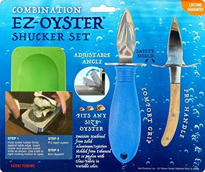 J&J Products The EZ - Oyster Variable Angle Opener Shucking Tool made from Recycled Ocean Bound Plastic (1, Blue)