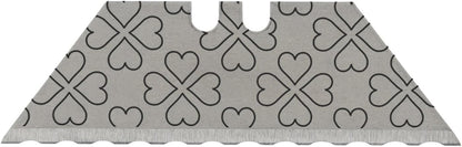 NDZ Performance Serrated Steel Blade Replacement for Utility Knife & Box Cutters, Custom Double Sided Laser Engraved Designs, Silver - Skull - 3 Pack