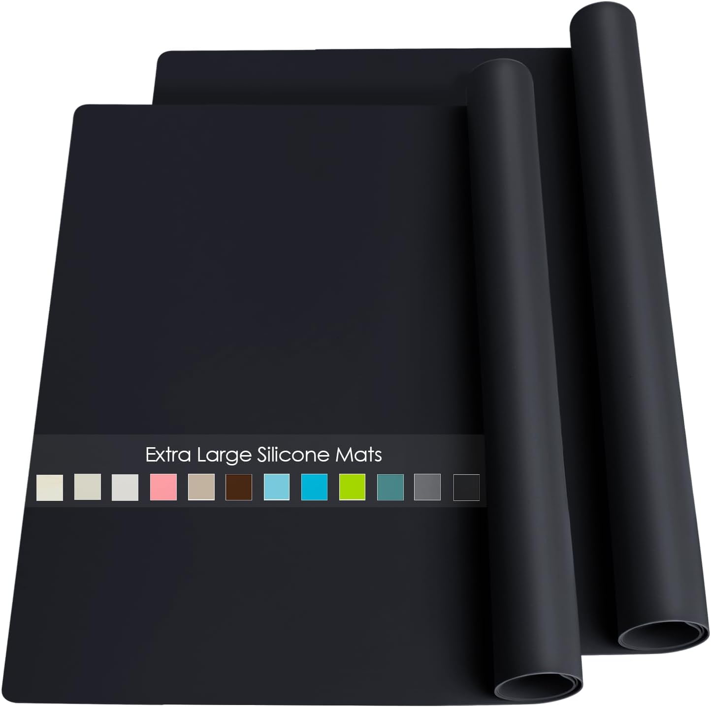 Extra Large Dark Green Countertop Mat - Silicone Table Kitchen Desk Mat - Non-Slip & Heat Resistant - Dinner Placemat Pastry Dough Rolling Mat - Colors B