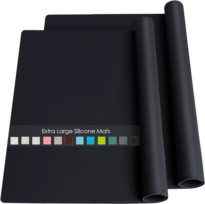 Extra Large Dark Green Countertop Mat - Silicone Table Kitchen Desk Mat - Non-Slip & Heat Resistant - Dinner Placemat Pastry Dough Rolling Mat - Colors B