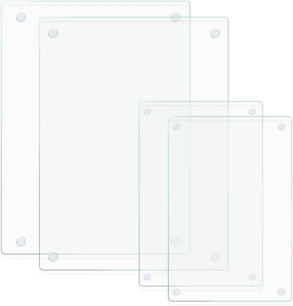 Mymonfif Tempered Glass Cutting Board for Kitchen, Clear Glass Board for Countertop, Heat Resistant, with Non-Slip Feet, 12x16" & 12x8" 2 Pcs Clear