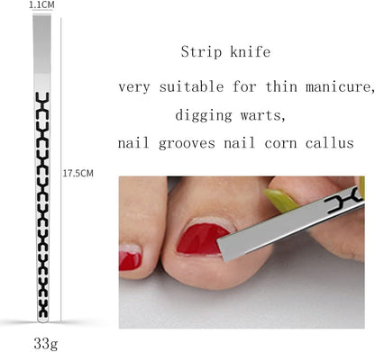 3PCS Stainless Steel Ingrown Toenail Pedicure Knife Set, Professional Pedicure Tool Peeling Knife for Nail Corn Callus(with Whetstone)