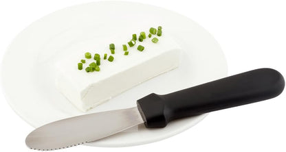 Restaurantware Met Lux 8.8 Inch x 1.3 Inch Butter Spreader 1 Dishwasher-Safe Sandwich Spreader - Plastic Handle Corrosion-Resistant Black Stainless Steel Spreading Knife For Slicing Or Spreading