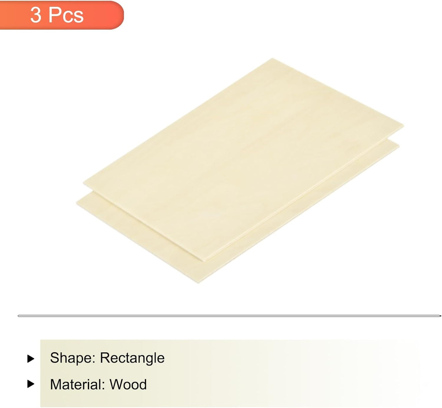 MECCANIXITY 3pcs Basswood Sheets 12 x 8 x 3/8 Inch Unfinished Wood Boards Plywood for DIY Crafts Laser Cutting with Smooth Surfaces