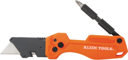 Klein Tools 44306 FLICKBLADE 2-in-1 Folding Utility Knife and Scraper with Built-In Blade Storage, Dual Locking Positions, Includes 3 Triple-Ground Carbon Steel Blades