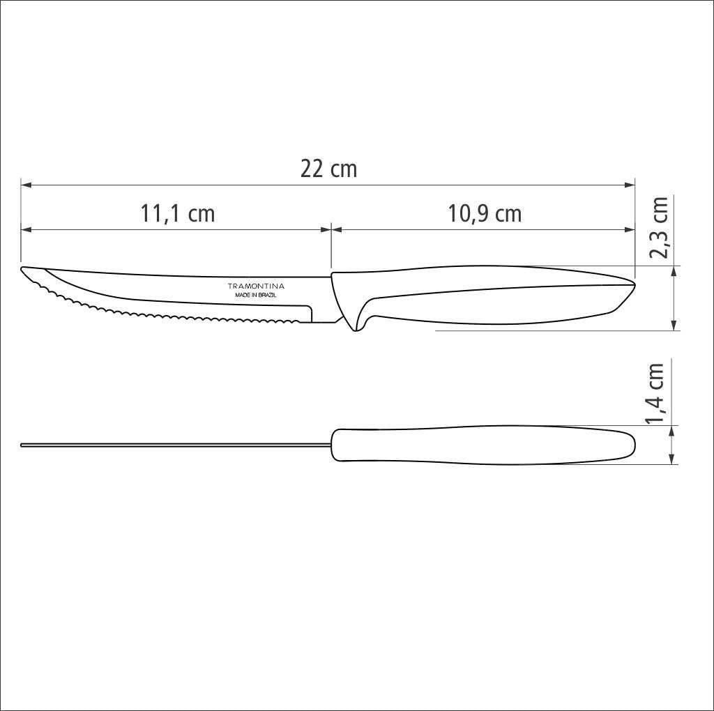 Tramontina Kitchen Knives Set of 6, Serrated Fruit Tomato Cooking Knife, Vegetable Chopper Peeler, Stainless Steel, Multipurpose, Pointed Tip, Brown, 23498454